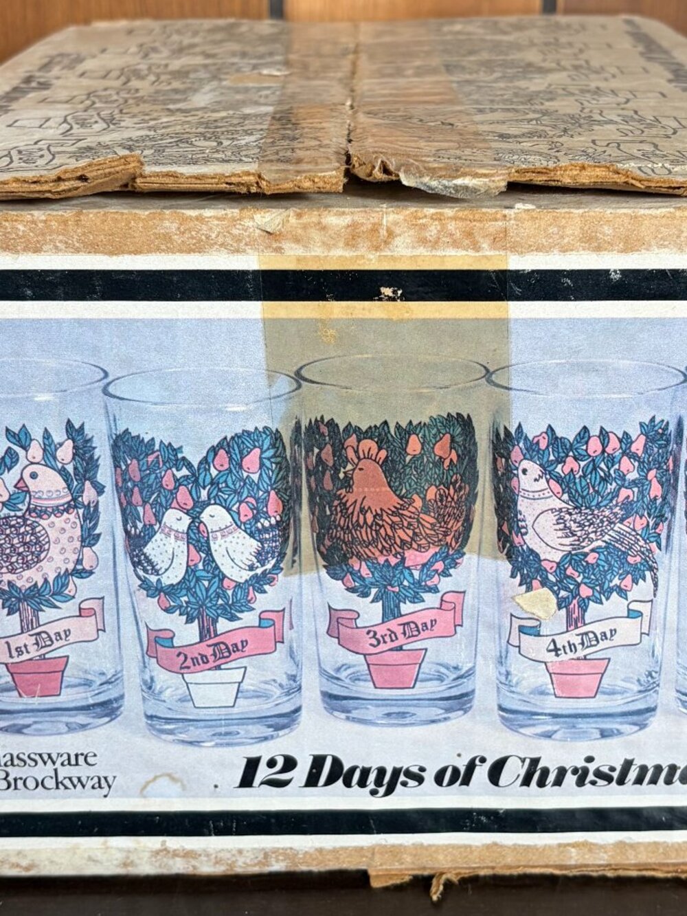 12 Days of Christmas Glasses / Tumblers Original Box Glassware by Brockway NEW